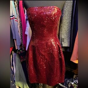 Zara Burgundy Sequin Mini Dress